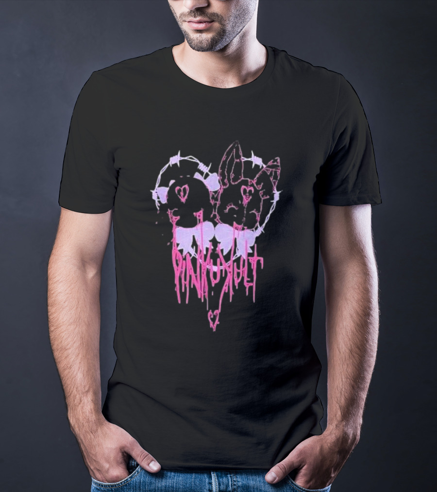 Pinku Kult Heart Barbed Wire Bunnies T-Shirt