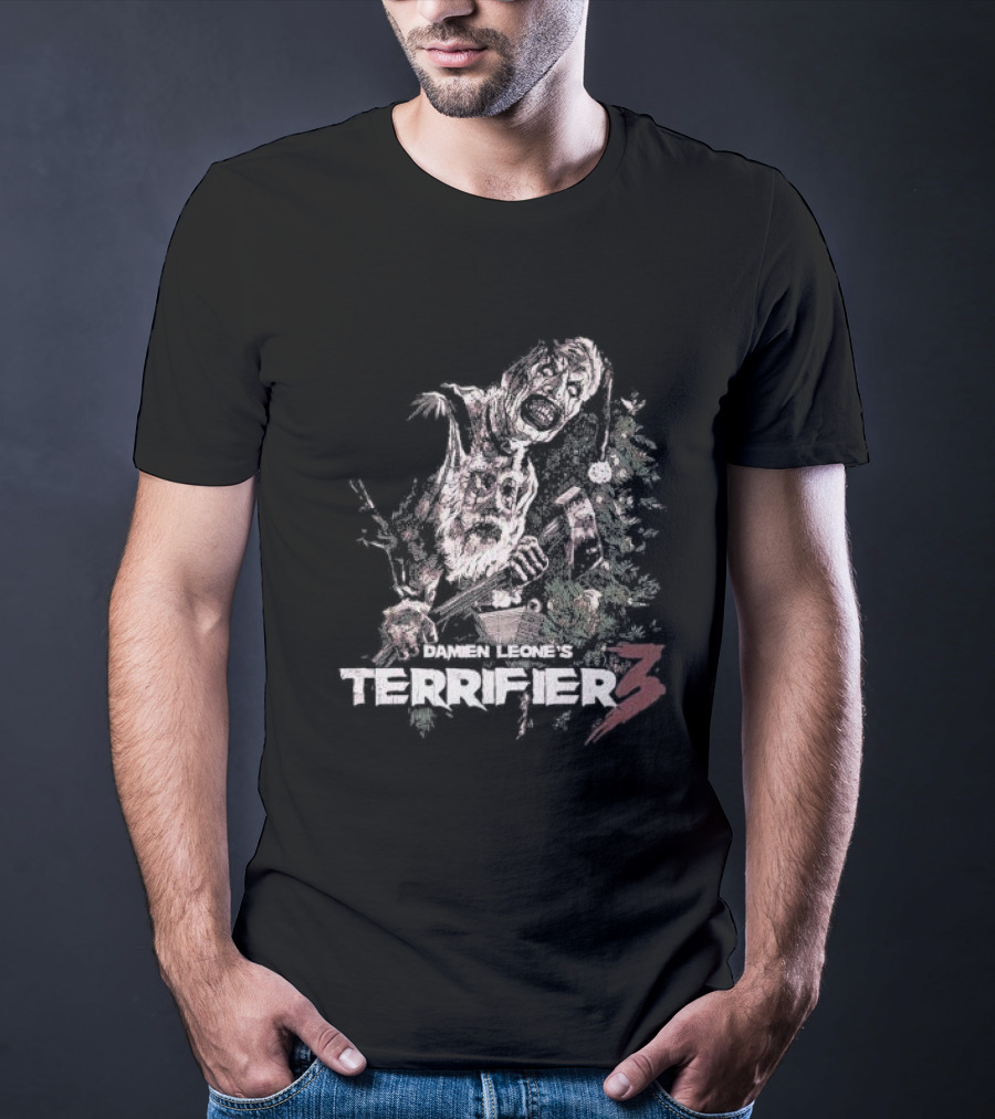 Damien Leone's Terrifier 3 Santa's Here Horror Christmas T-Shirt