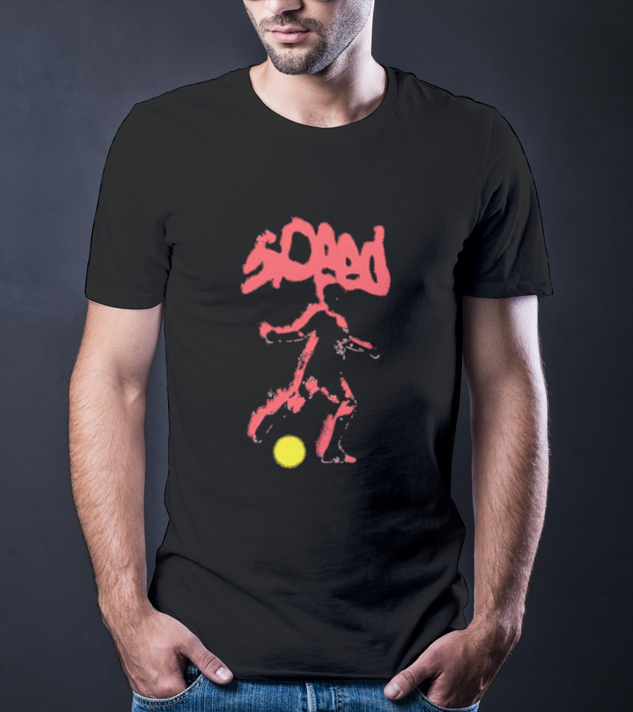 Speed Warp Soccer Player Silhouette With Yellow Ball T-Shirt