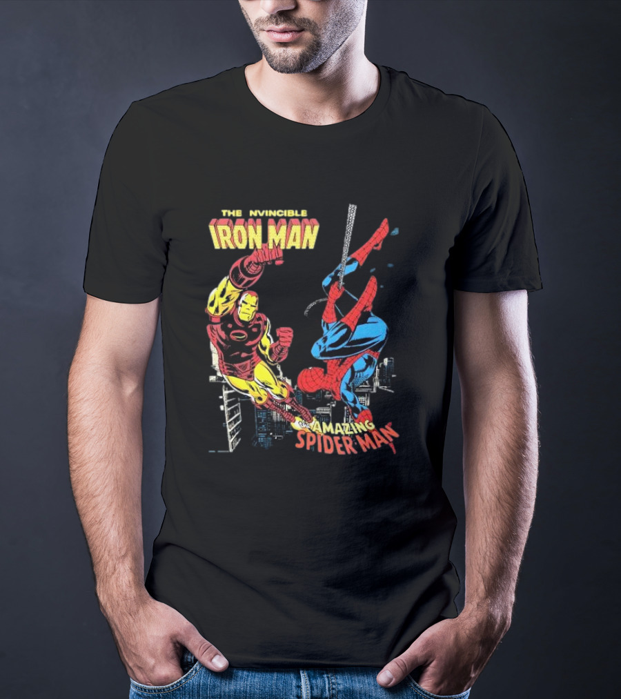 The Invincible Iron Man And The Amazing Spider-Man Showdown In The City T-Shirt