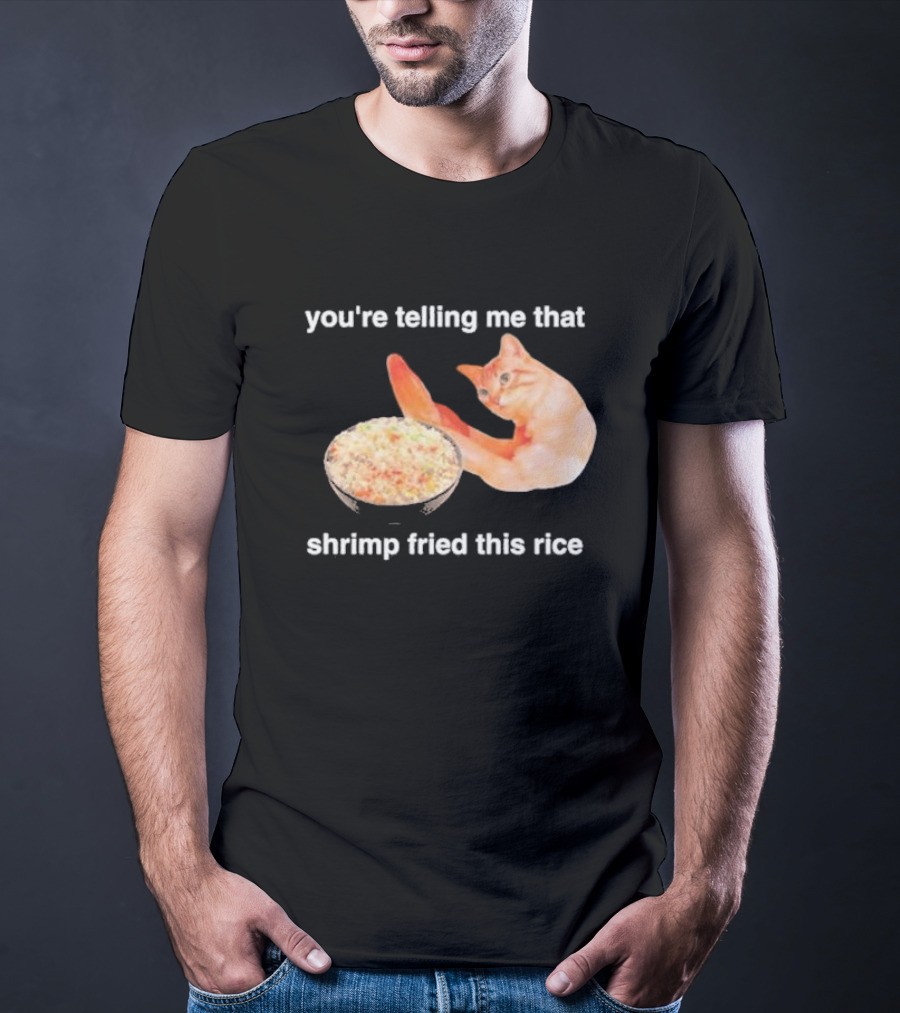 You're Telling Me That Shrimp Fried This Rice With Cat Meme T-Shirt