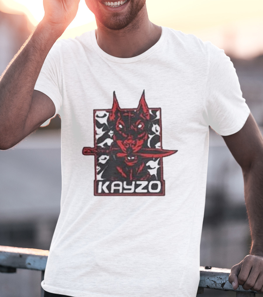 Kayzo Knife Dog Logo With Red And Black T-Shirt
