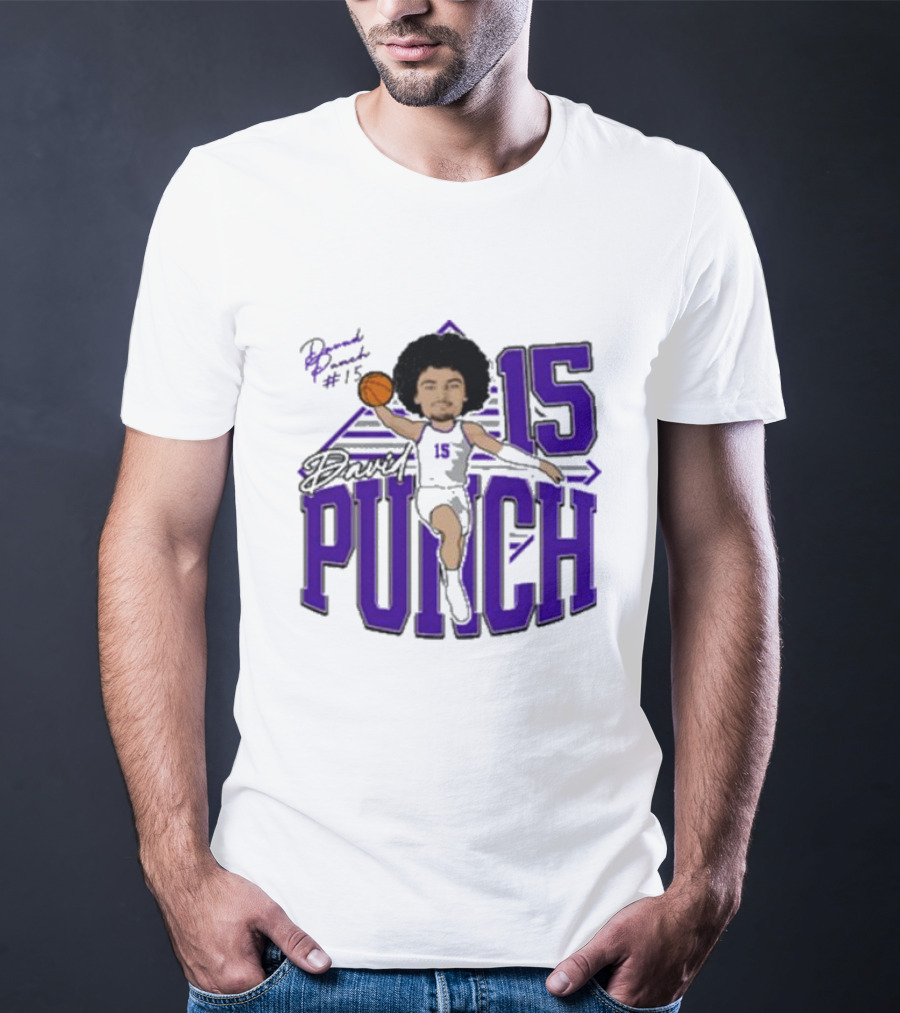 David Punch #15 TCU Basketball Player Caricature T-Shirt