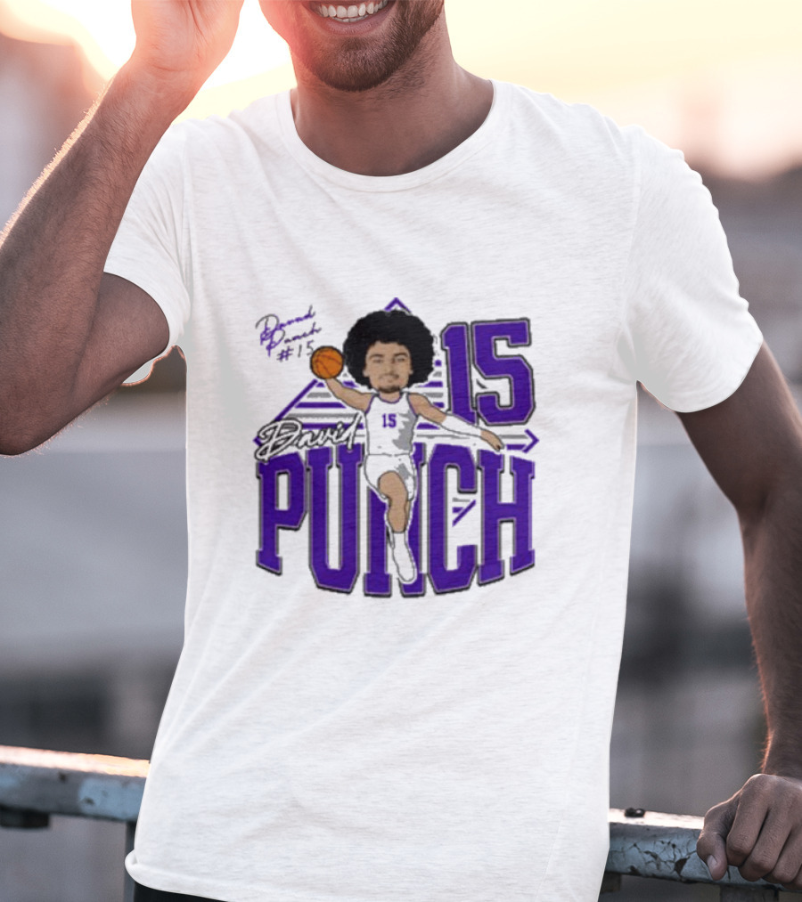 David Punch #15 TCU Basketball Player Caricature T-Shirt