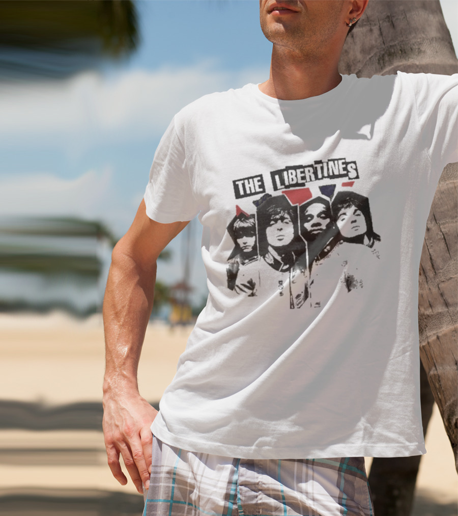The Libertines Band Portrait RIP Flag Xerox T-Shirt