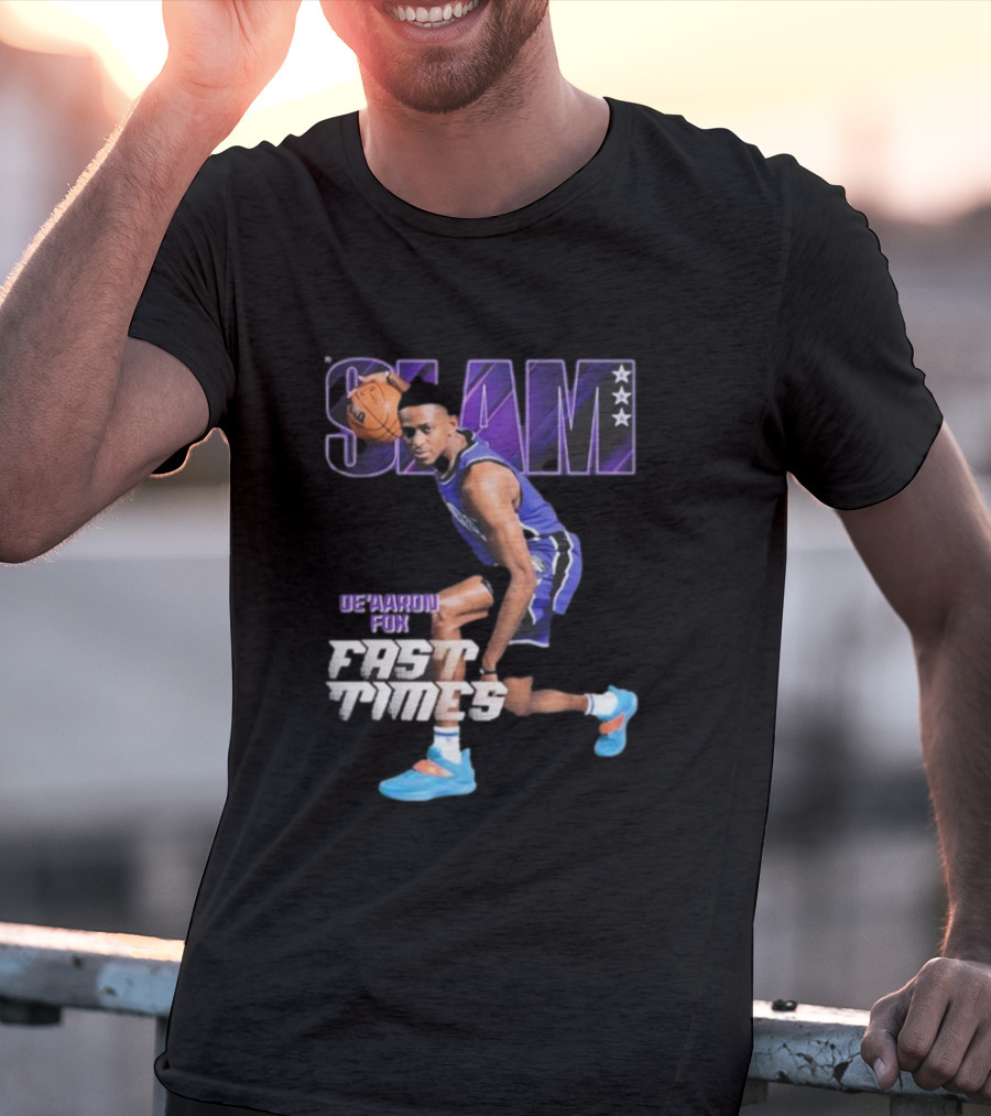 Slam De’aaron Fox Fast Times Basketball Star Dribbling Action T-Shirt