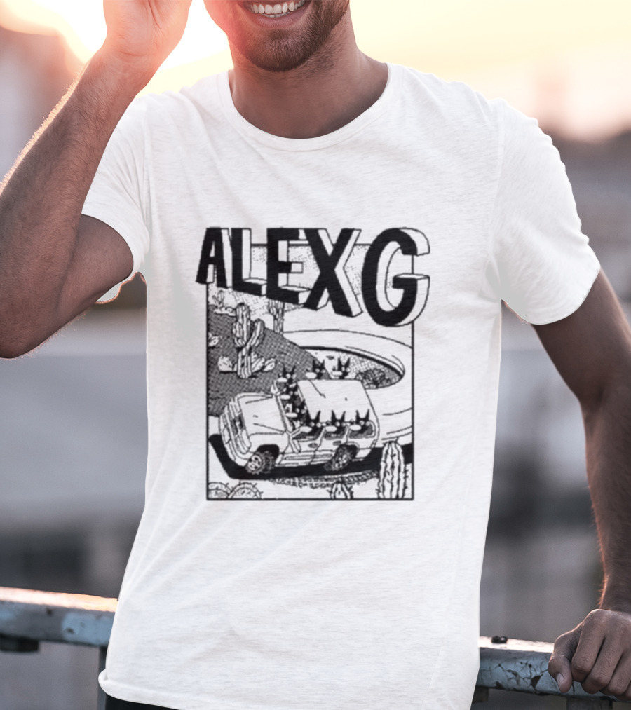 Alex G Car Road Adventure Cactus Desert Scene T-Shirt