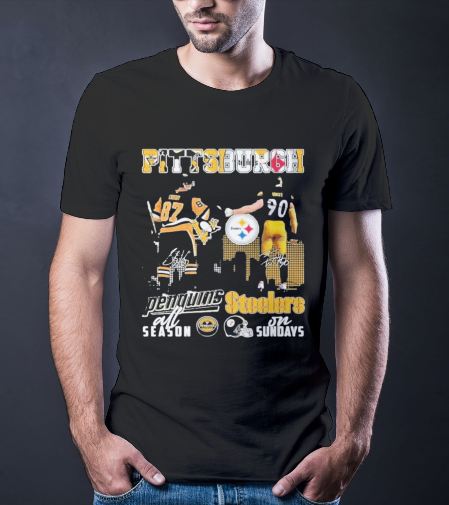Pittsburgh Penguins All Season Steelers On Sundays Hockey Football Pride T-Shirt