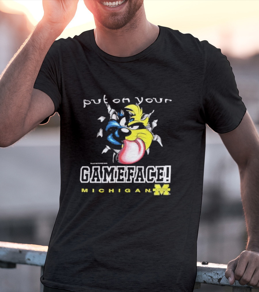 Put On Your Gameface Michigan University Of Michigan Taz The Tasmanian Devil Looney Tunes T-Shirt