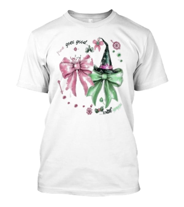 Pink Goes Good Wicked Green Christmas Bow Hat T-Shirt