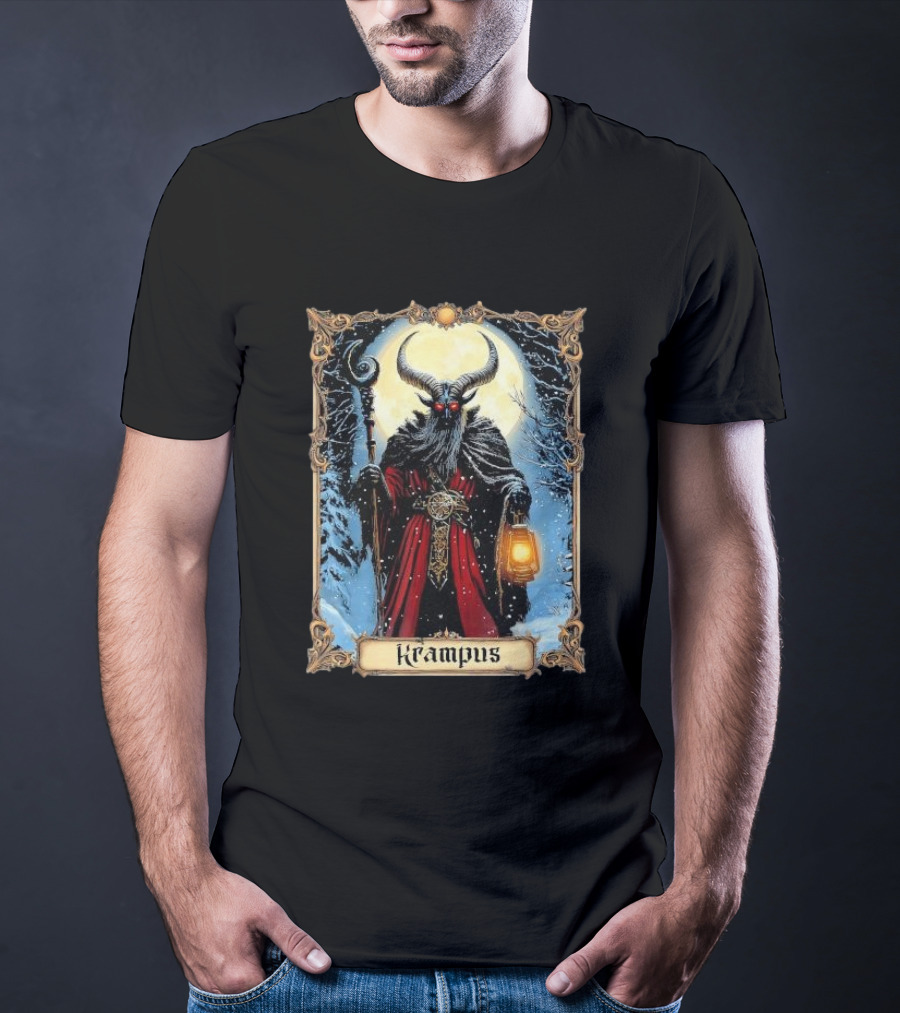 Merry Krampus Tarot Card Christmas Horror Ugly Sweater Xmas T-Shirt