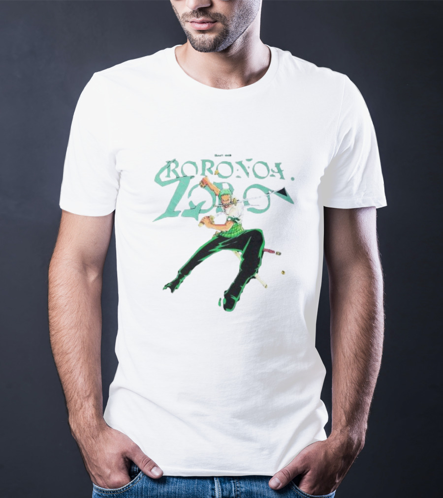 BAIT X One Piece Roronoa Zoro Green Sword Action T-Shirt