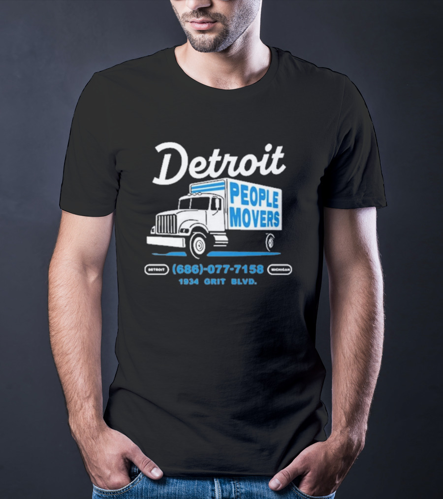 Detroit Michigan People Movers 686 077 7158 1934 Grit BLVD T-Shirt