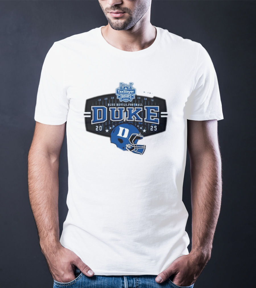 Duke Blue Devils Football TaxSlayer Gator Bowl 2025 Helmet Jacksonville FL T-Shirt