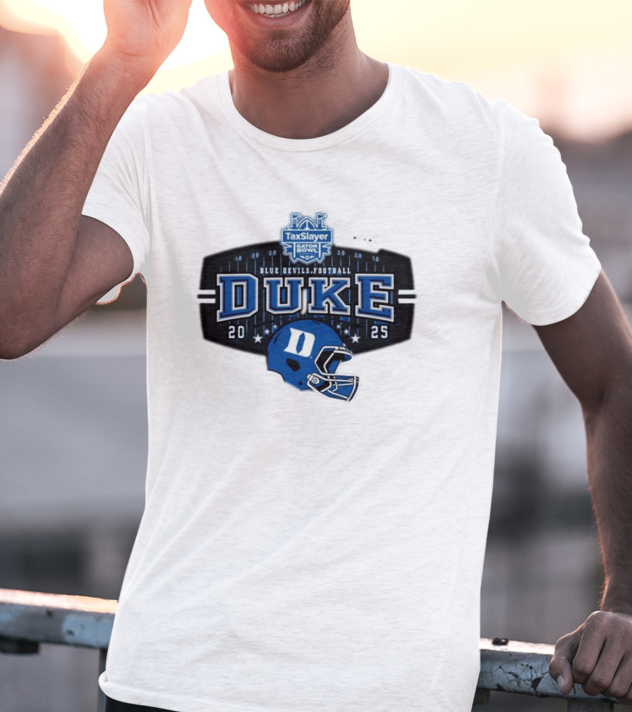 Duke Blue Devils Football TaxSlayer Gator Bowl 2025 Helmet Jacksonville FL T-Shirt