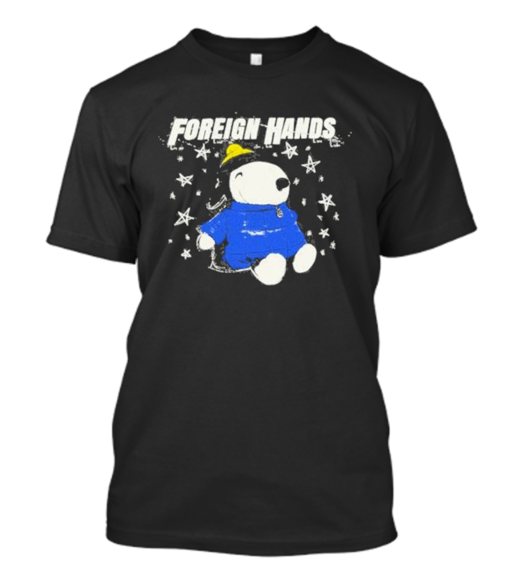 Foreign Hands Snoopy In Blue With Stars And Yellow Hat T-Shirt