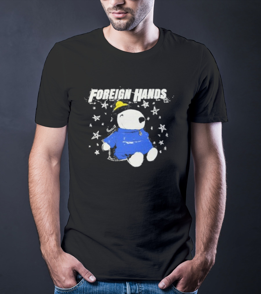 Foreign Hands Snoopy In Blue With Stars And Yellow Hat T-Shirt