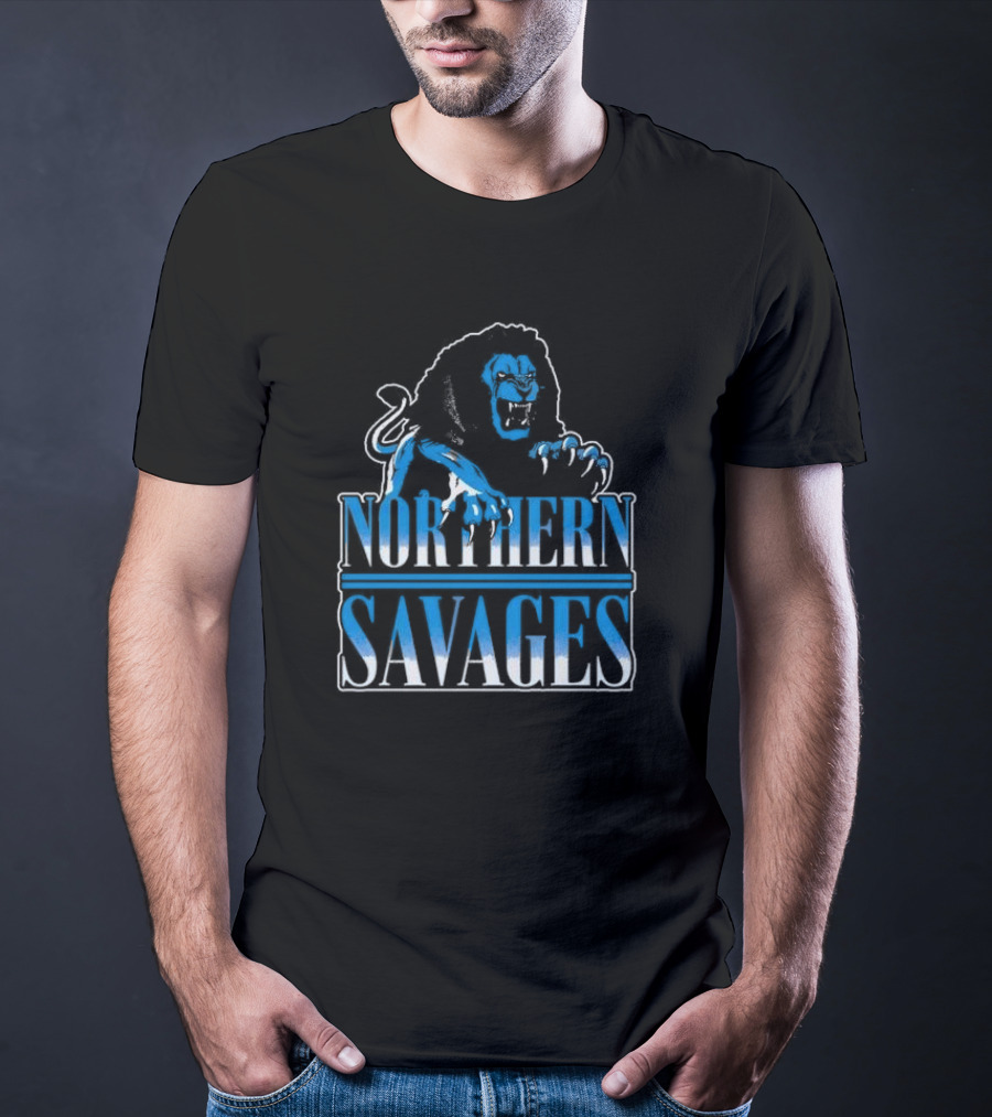NORTHERN SAVAGES Roaring Blue Lion Emblem T-Shirt