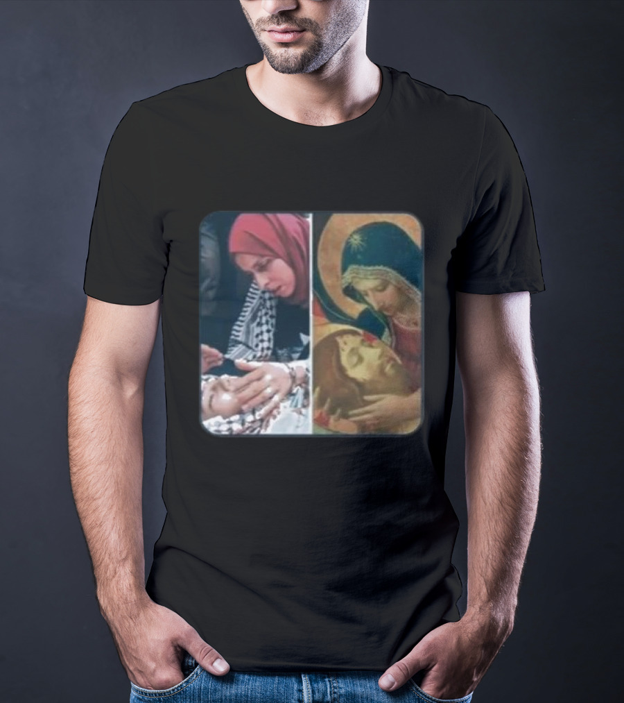 Icon Gaza Hamas Pietà Juxtaposition T-Shirt
