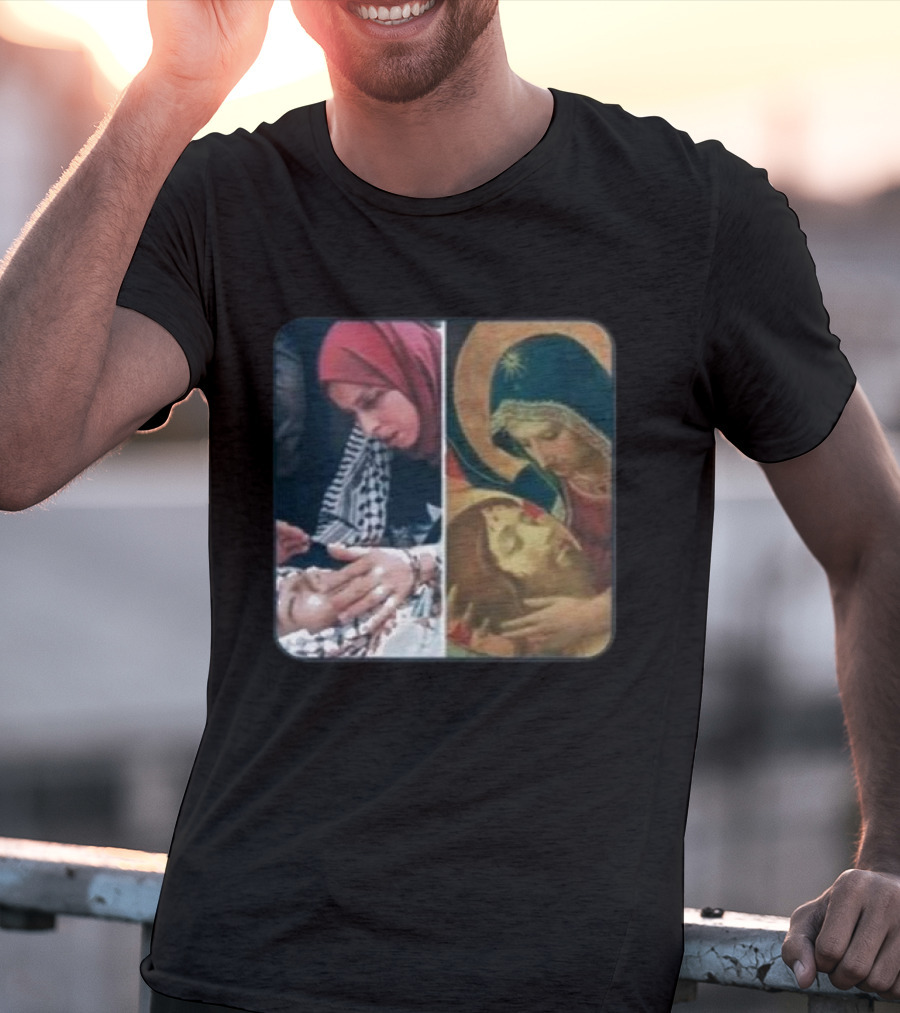 Icon Gaza Hamas Pietà Juxtaposition T-Shirt