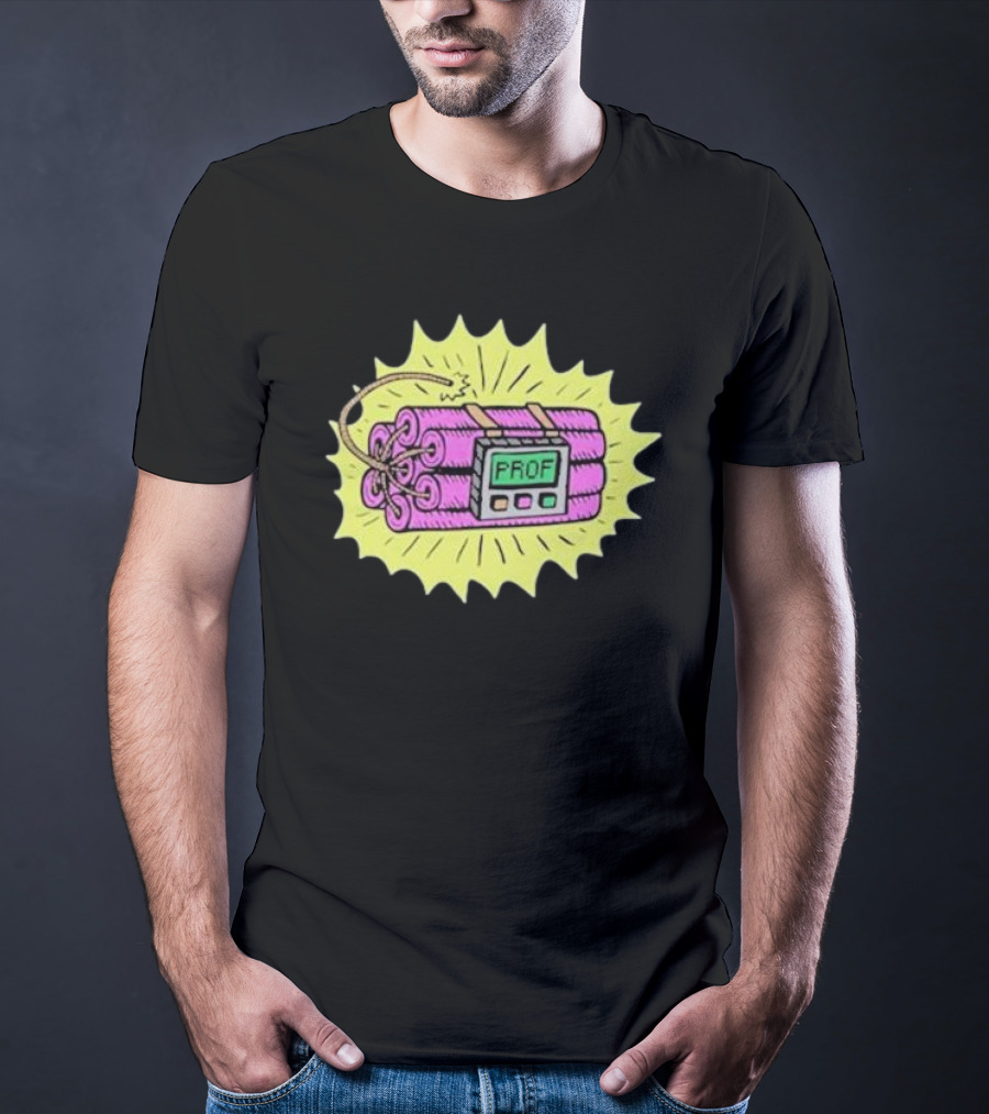 Prof Dynamite Cartoon Bomb Graphic T-Shirt