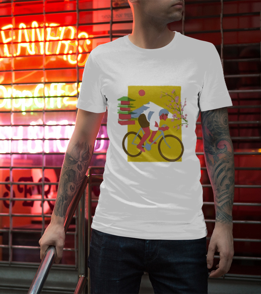 Cdawgva Cycling Pagoda Sakura Japan T-Shirt
