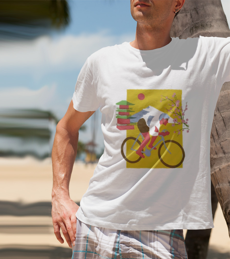 Cdawgva Cycling Pagoda Sakura Japan T-Shirt