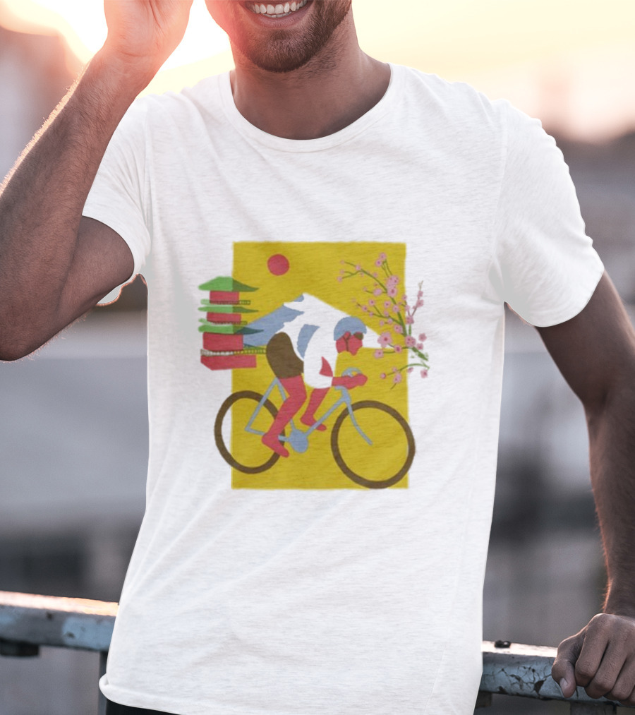 Cdawgva Cycling Pagoda Sakura Japan T-Shirt