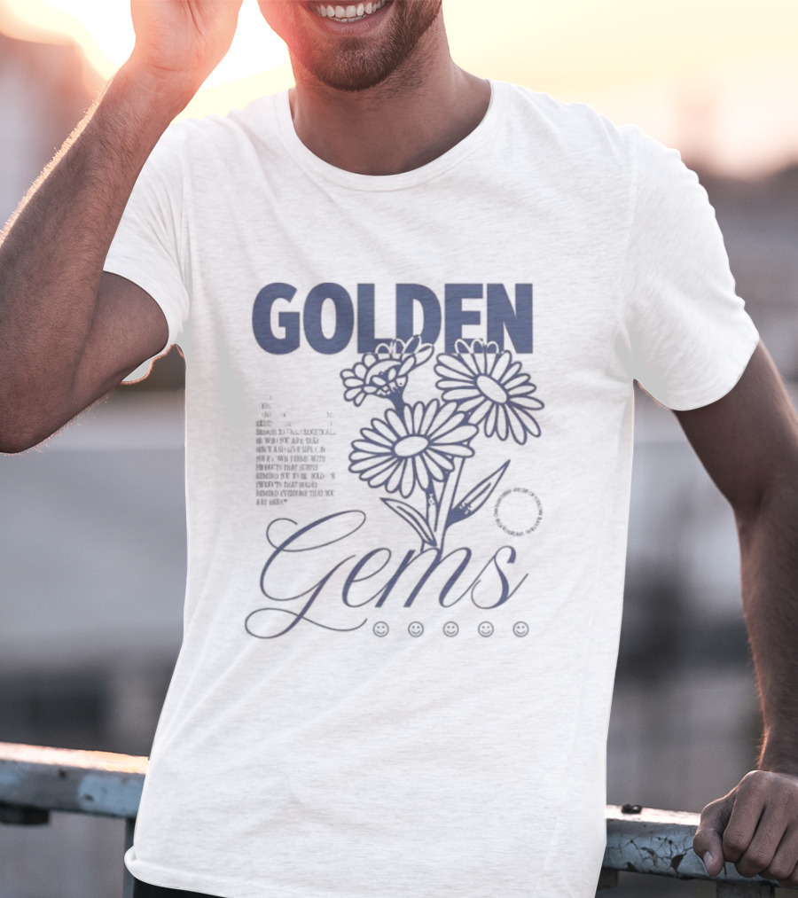 Golden Gems Smiley Daisy Manifesto T-Shirt