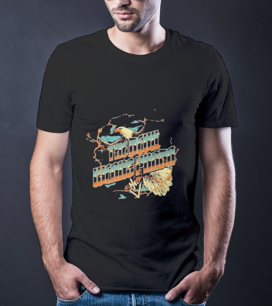 The Devil Wears Prada Bald Eagle Electric Orange And Blue T-Shirt