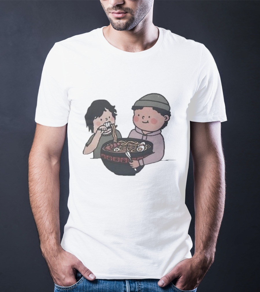 Slushy Noobz Noodles Fun Cartoon Characters Eating Ramen Bowl T-Shirt