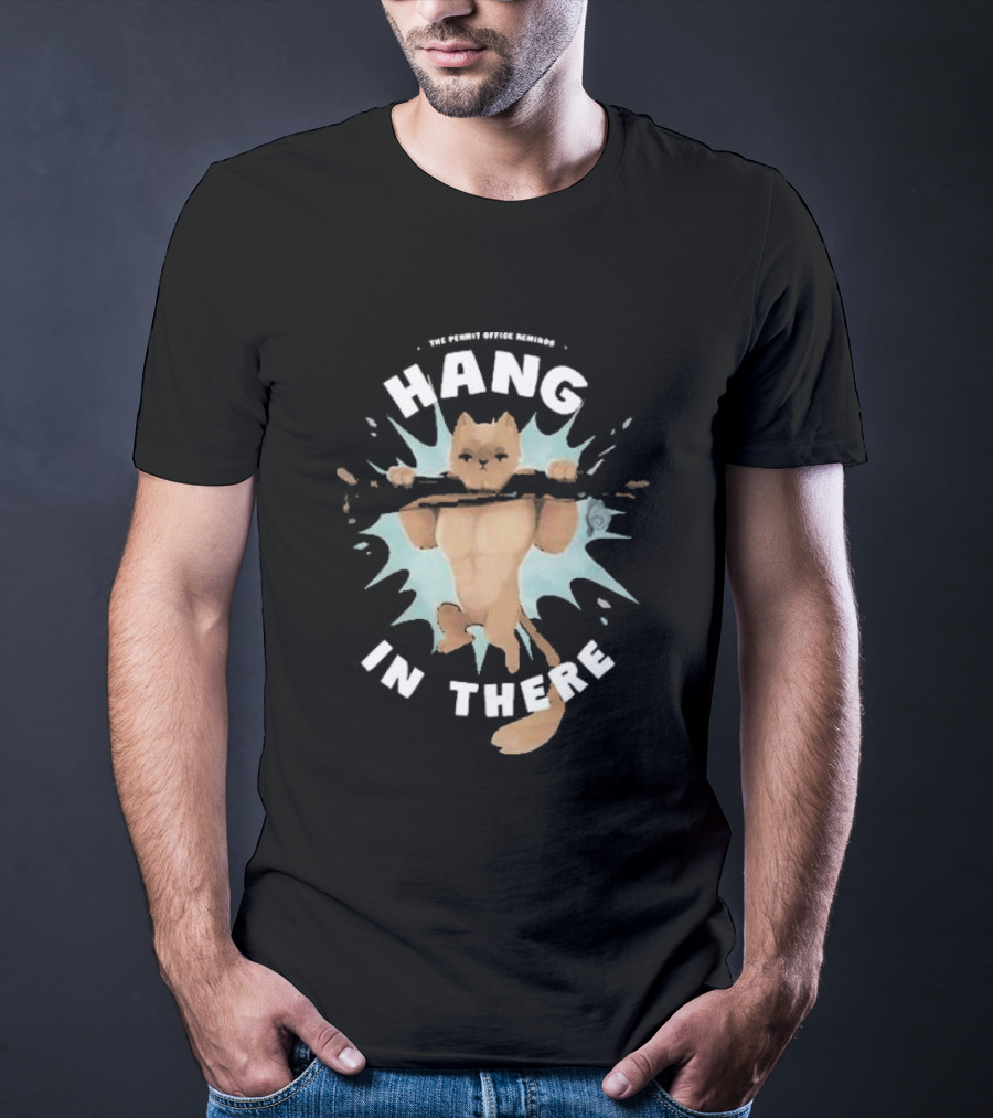 Hang In There Permit Office Cat Life Series T-Shirt