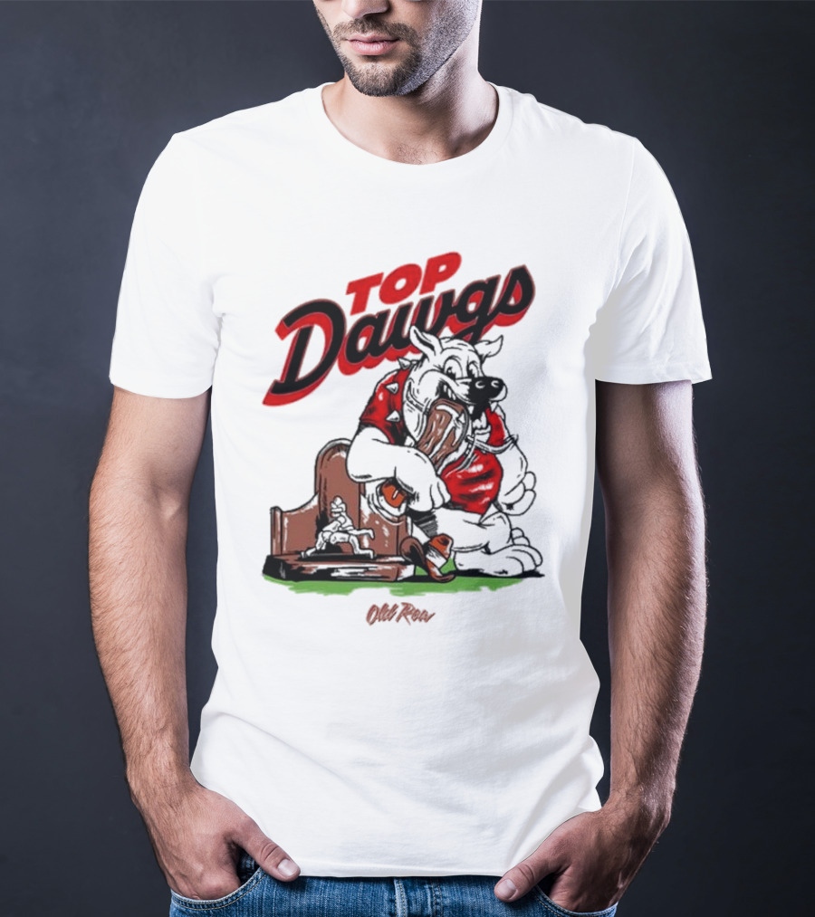 Top Dawgs Old Row Bulldog Eating Trophy Image T-Shirt