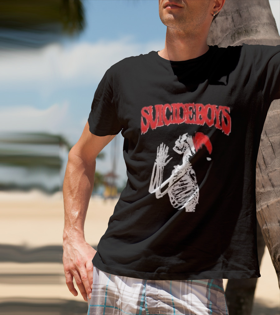 SUICIDEBOYS Skeleton Santa Hat T-Shirt