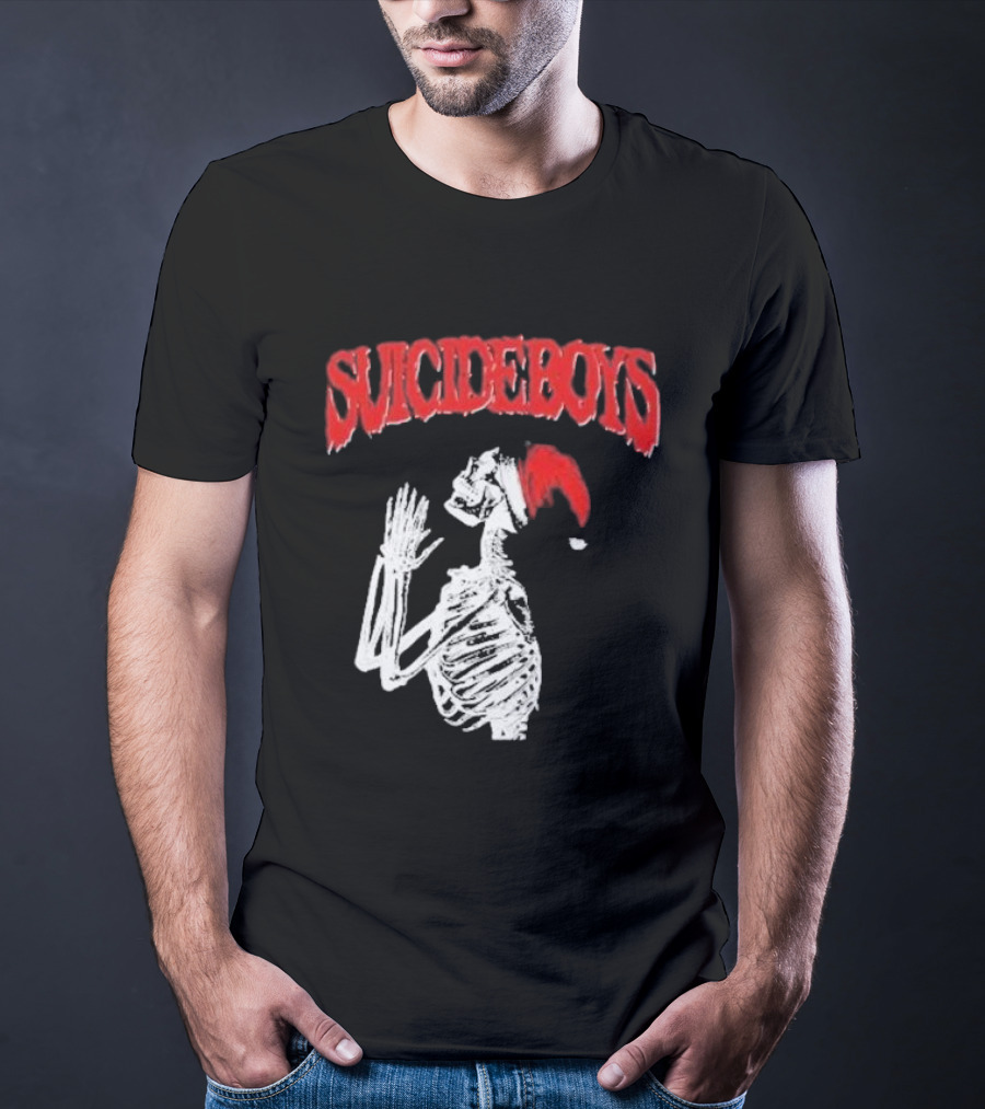 SUICIDEBOYS Skeleton Santa Hat T-Shirt
