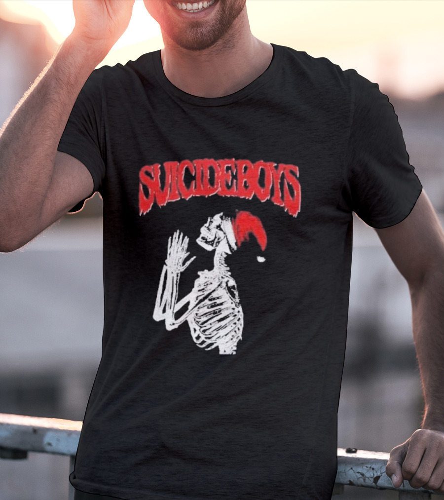SUICIDEBOYS Skeleton Santa Hat T-Shirt