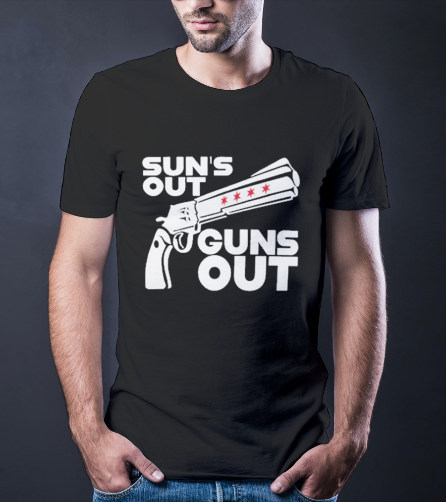 Sun’s Out Guns Out Gun With Stars On Barrel T-Shirt