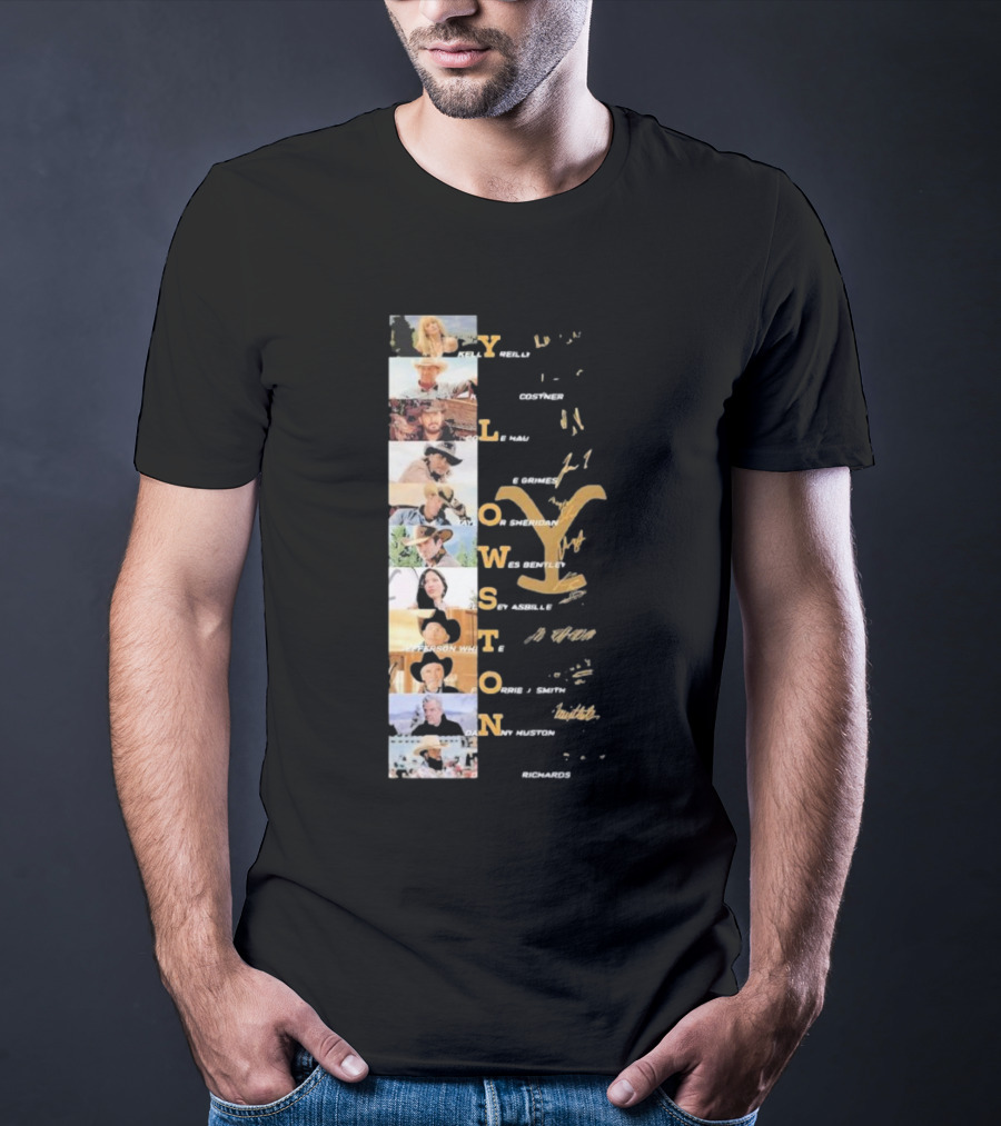 Yellowstone Cast Vertical Collage With Names And Signature Elements T-Shirt