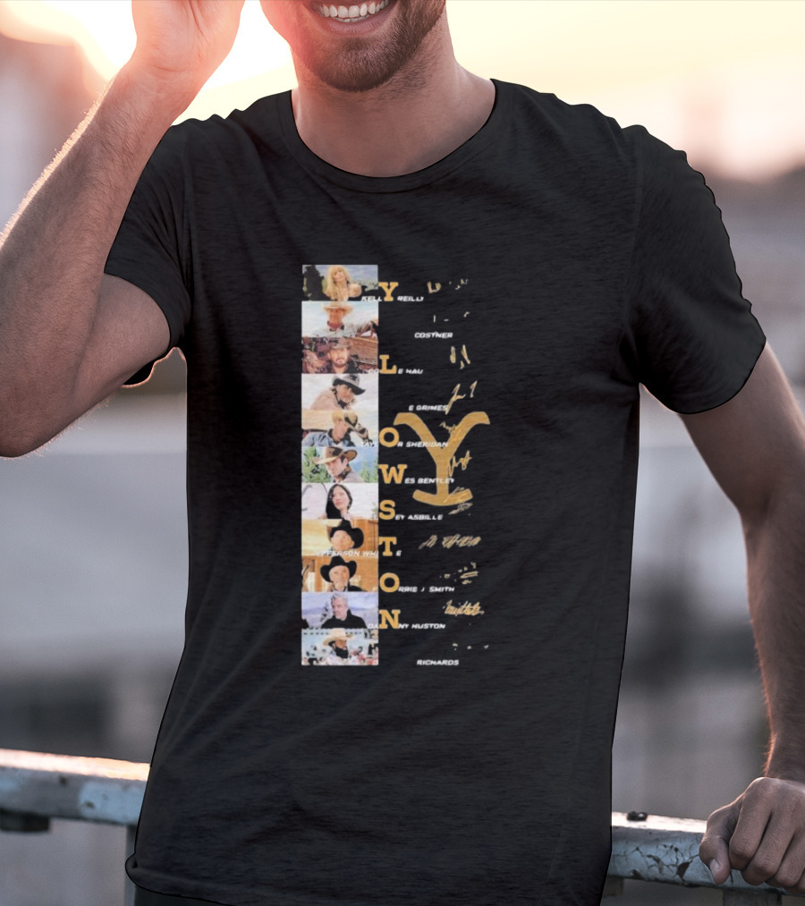 Yellowstone Cast Vertical Collage With Names And Signature Elements T-Shirt