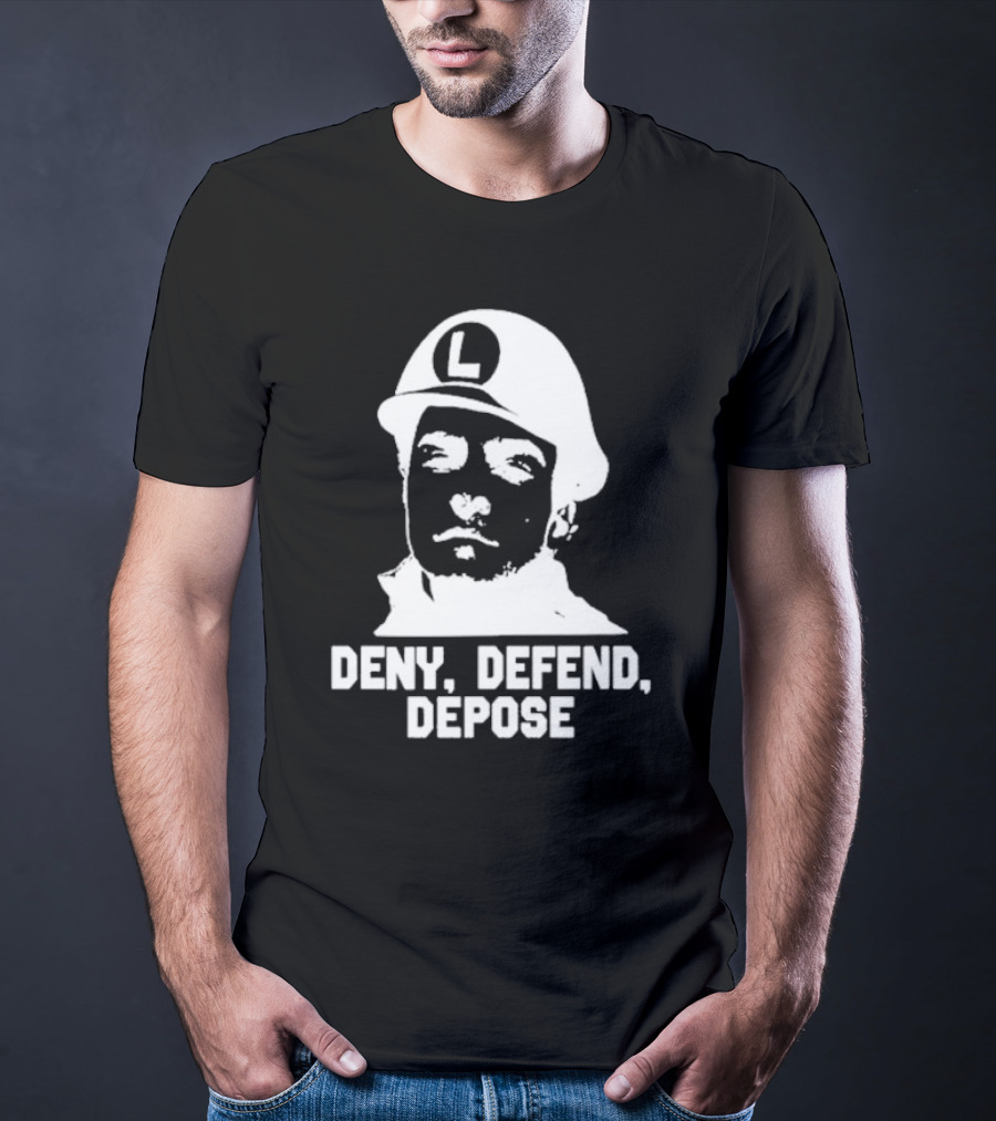 Yesyoureracist Deny Defend Depose Helmeted Face With Letter L T-Shirt
