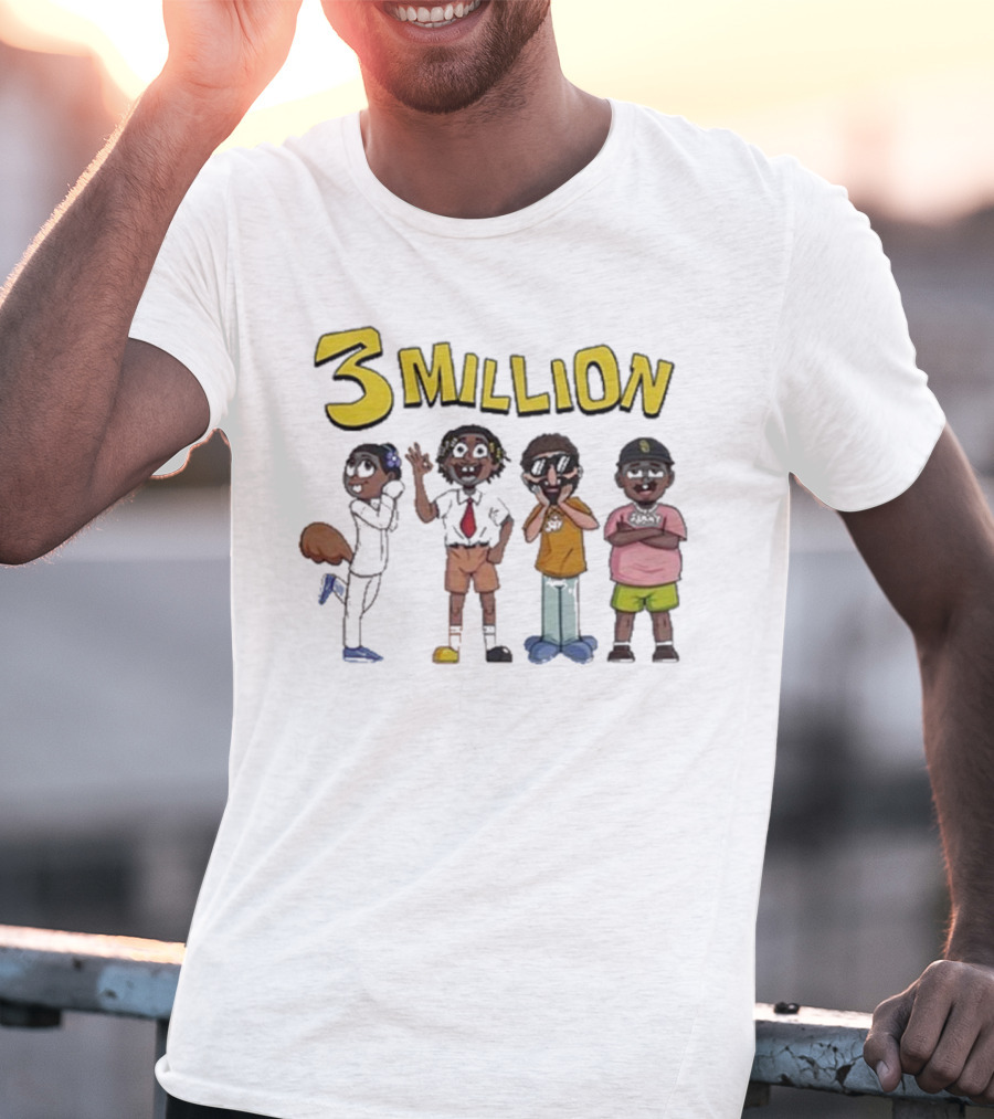 Daydrian Harding 3 Million Subscribers Celebration With Cartoon Characters T-Shirt