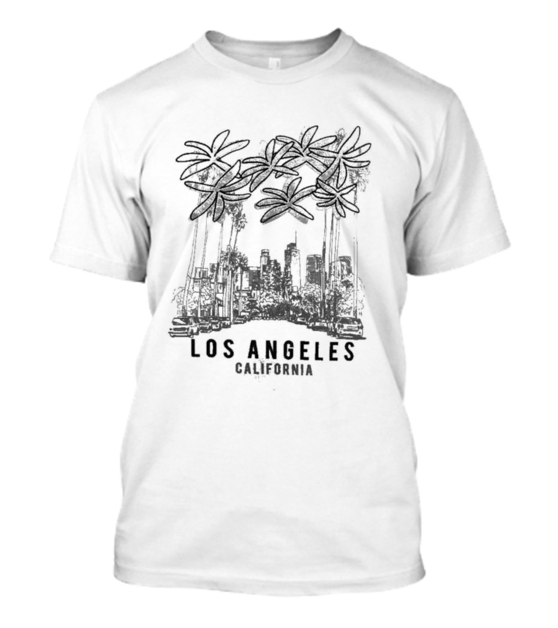 Los Angeles California Palms Seafoam Cityscape T-Shirt