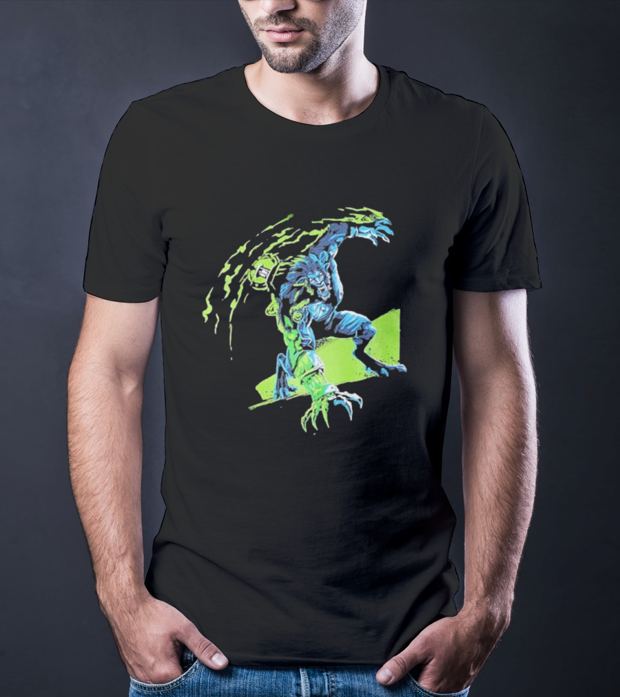Arcane Warwick Champion Of Legends League Monster Claws And Green Energy Burst T-Shirt