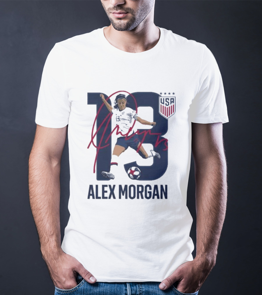 USA Alex Morgan 13 Signature Soccer Player With USA T-Shirt
