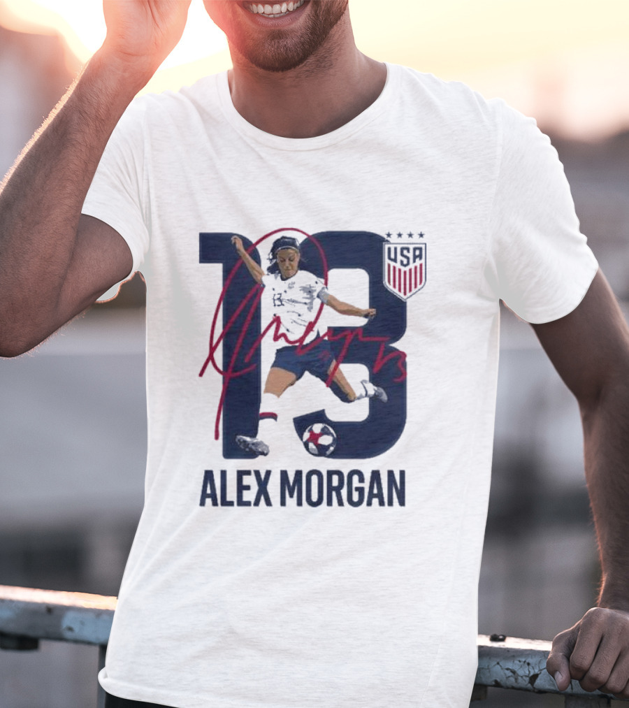 USA Alex Morgan 13 Signature Soccer Player With USA T-Shirt