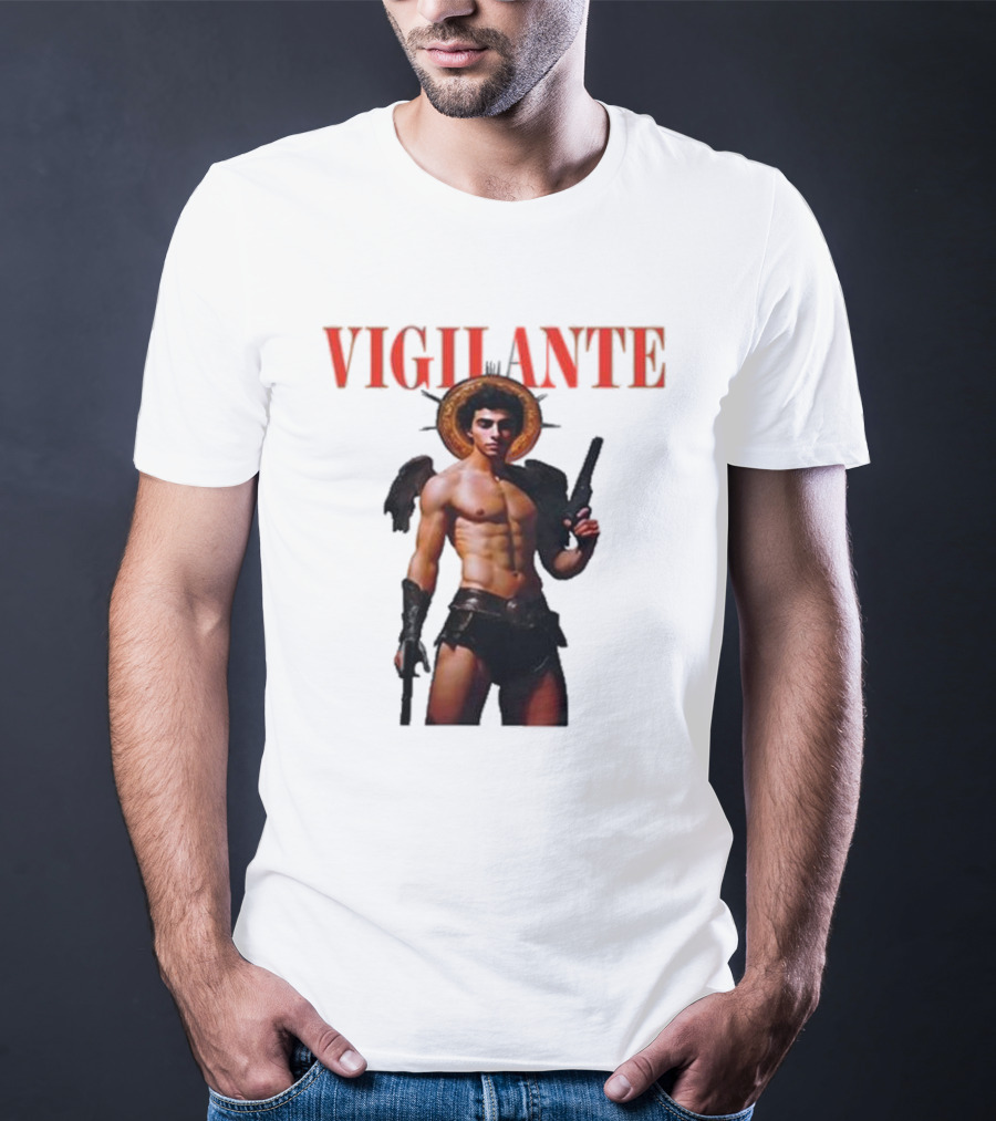 Vigilante Angelic Warrior With Wings And Guns T-Shirt