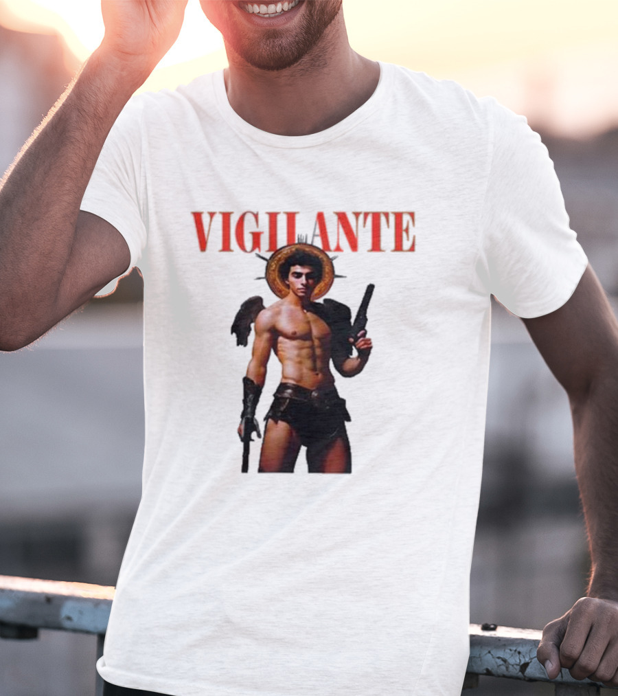 Vigilante Angelic Warrior With Wings And Guns T-Shirt