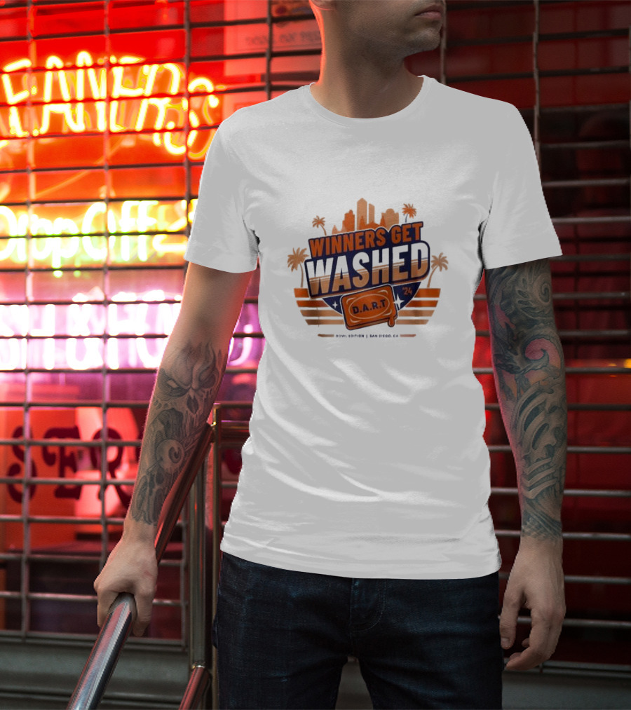 Winners Get Washed DART 24 Bowl Edition San Diego CA Skyline And Palm Trees T-Shirt
