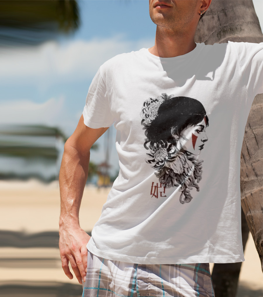 Wolf Girl Rafael Baptista Chrysanthemum Profile Asian Characters T-Shirt