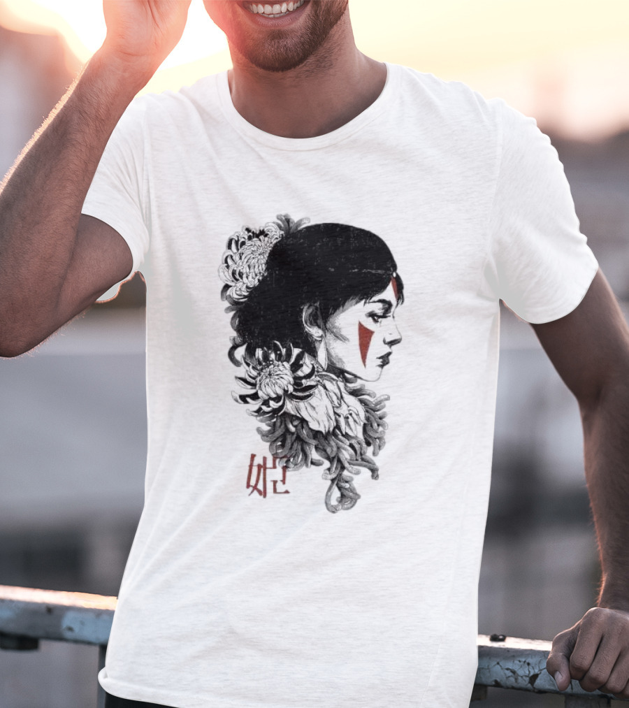Wolf Girl Rafael Baptista Chrysanthemum Profile Asian Characters T-Shirt